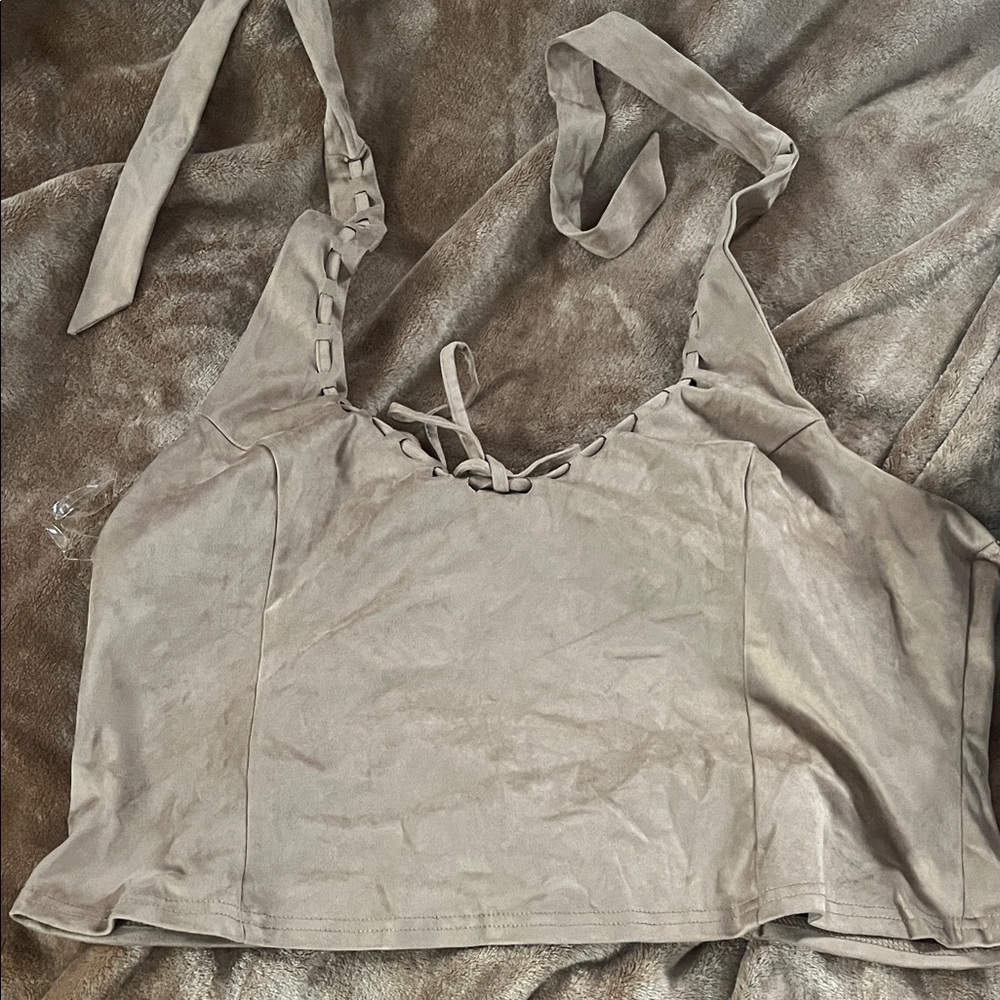 Princess Polly Tan Suede Tank Top